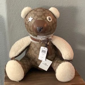 Coach collectible Plush Bear. New with tags. Coach Signature Khaki. Authentic.